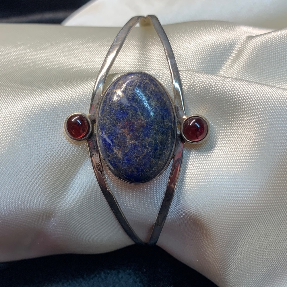 Sterling Silver and Lapis Lazuli Stone Women's Bracelet